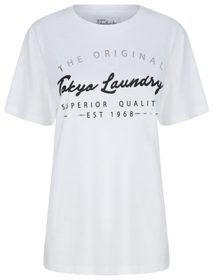 Viv Silver Foil Motif Cotton Jersey T-Shirt in Optic White - Tokyo Laundry