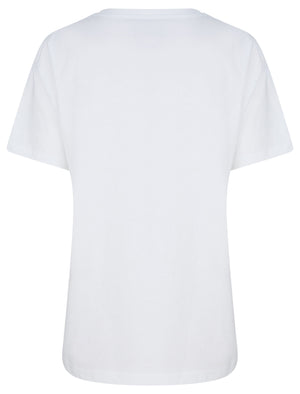 Viv Silver Foil Motif Cotton Jersey T-Shirt in Optic White - Tokyo Laundry