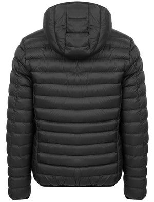 Nadav Quilted Puffer Jacket with Hood in Jet Black / Burgundy - Tokyo Laundry