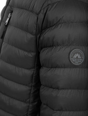 Nadav Quilted Puffer Jacket with Hood in Jet Black / Burgundy - Tokyo Laundry