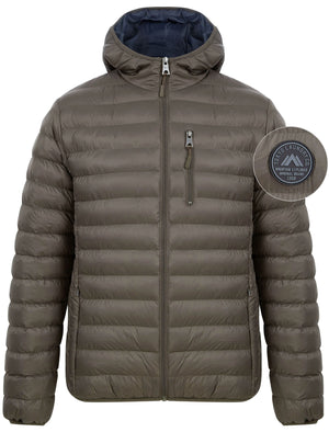 Vizzini Quilted Puffer Jacket with Hood in Khaki - Tokyo Laundry