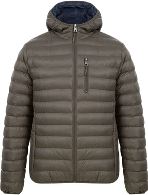 Nadav Quilted Puffer Jacket with Hood in Khaki - Tokyo Laundry