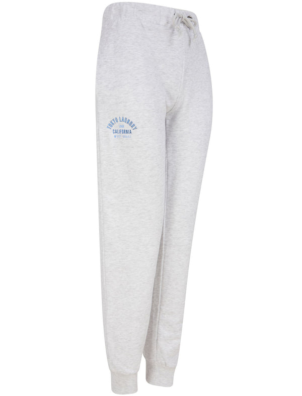 West Coast Brushback Fleece Cuffed Joggers in Ice Grey Marl - Tokyo Laundry