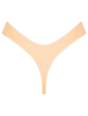Willow (5 Pack) Ribbed Cotton Assorted Thongs in Peach Puree / Cradle Pink / Mauveglow / Mesa Rose / Stripe - Tokyo Laundry