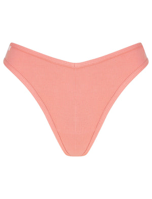 Willow (5 Pack) Ribbed Cotton Assorted Thongs in Peach Puree / Cradle Pink / Mauveglow / Mesa Rose / Stripe - Tokyo Laundry
