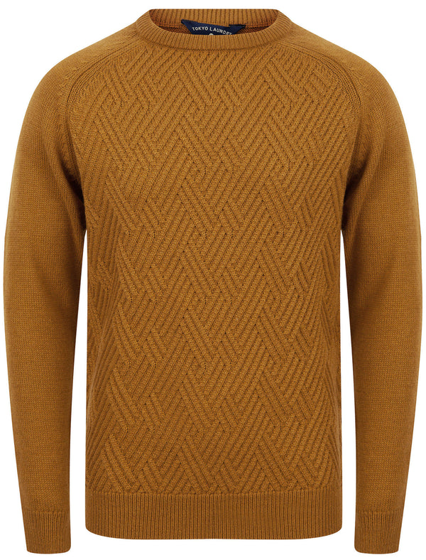 Woodstock Diamond Texture Wool Blend Knitted Jumper in Mustard - Tokyo Laundry
