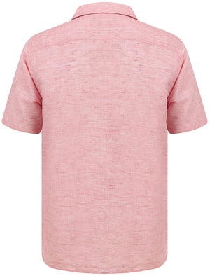 Yanni Notch Collar Short Sleeve Cotton Linen Shirt In Pink - Tokyo Laundry