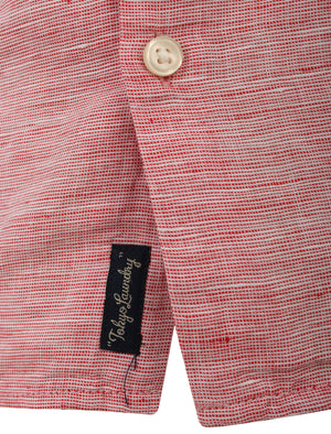 Yanni Notch Collar Short Sleeve Cotton Linen Shirt In Pink - Tokyo Laundry
