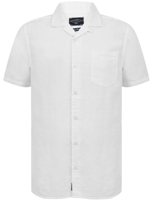 Yanni Notch Collar Short Sleeve Cotton Linen Shirt In White - Tokyo Laundry