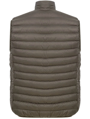 Mentari Quilted Puffer Gilet with Fleece Lined Collar in Khaki - Tokyo Laundry
