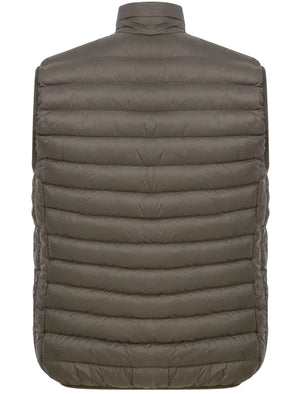 Yellin 2 Quilted Puffer Gilet with Fleece Lined Collar in Khaki - Tokyo Laundry