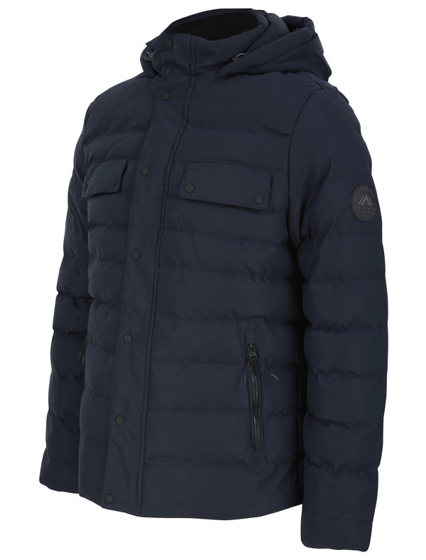 Yitro Quilted Puffer Coat with Hood In Sky Captain Navy - Tokyo Laundry