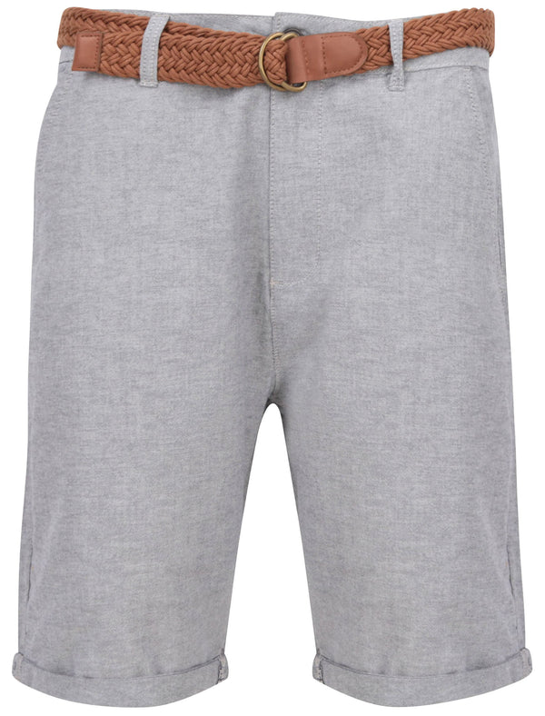 Zavier Cotton Chino Shorts With Woven Belt in Navy - Tokyo Laundry