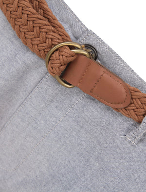 Zavier Cotton Chino Shorts With Woven Belt in Navy - Tokyo Laundry