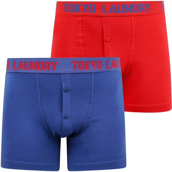 Bancroft (2 Pack) Boxer Shorts Set in Barados Cherry / Sea Surf Blue - Tokyo Laundry