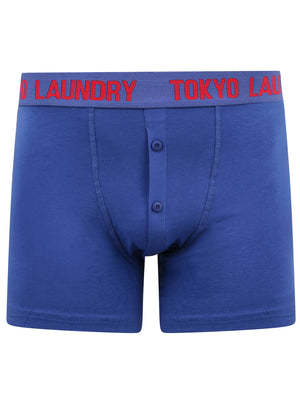 Bancroft (2 Pack) Boxer Shorts Set in Barados Cherry / Sea Surf Blue - Tokyo Laundry