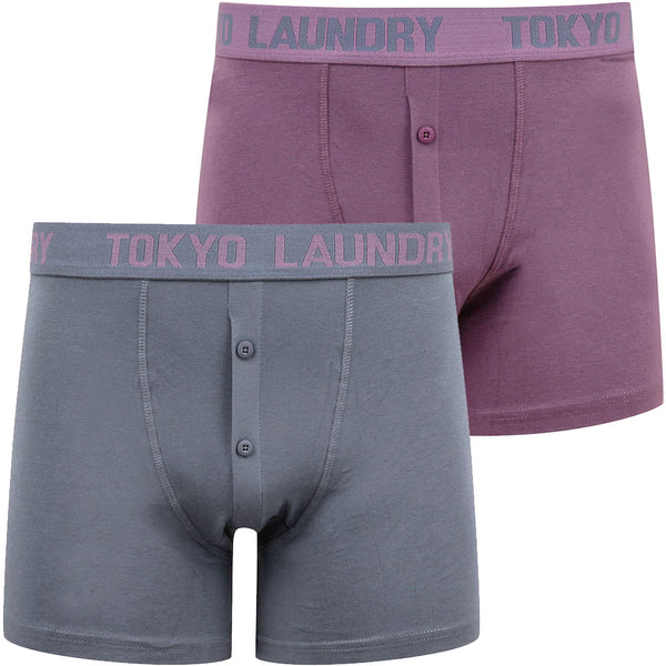 Bancroft (2 Pack) Boxer Shorts Set in Vintage Indigo / Grape Jam - Tokyo Laundry
