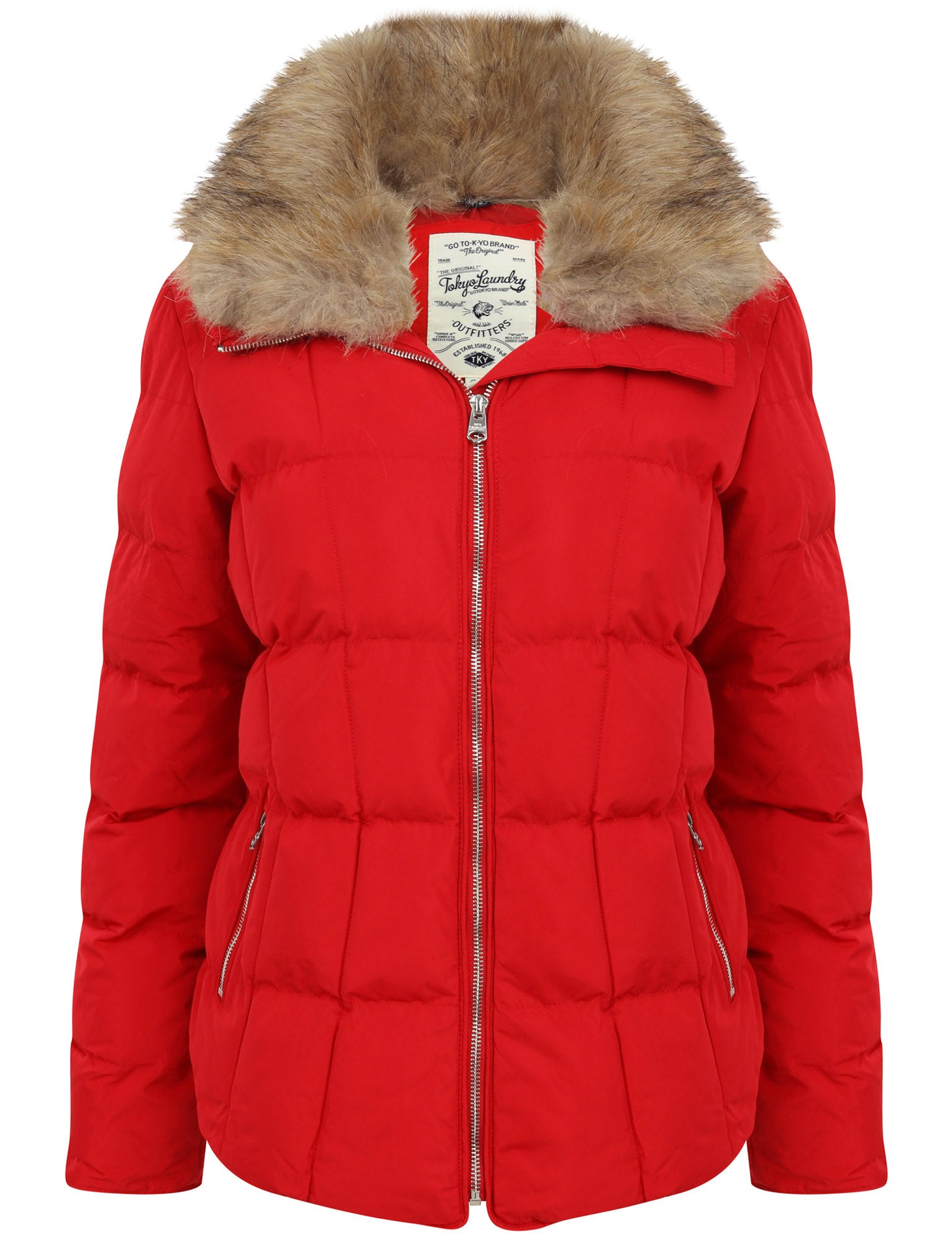 Bertie Funnel Neck Quilted Puffer Jacket With Detachable Fur Trim In C Tokyo Laundry