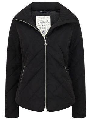 Braintree Funnel Neck Diamond Quilted Puffer Jacket In Black - Tokyo Laundry