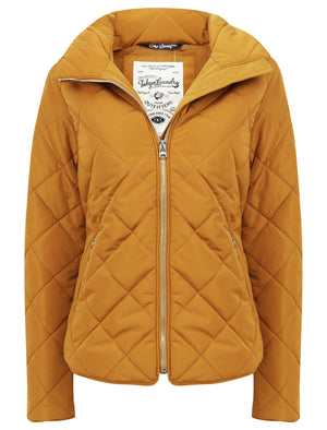 Braintree Funnel Neck Diamond Quilted Puffer Jacket In Mustard - Tokyo Laundry