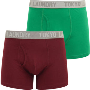 Bromley (2 Pack) Boxer Shorts Set in Jolly Green / Port Royale - Tokyo Laundry