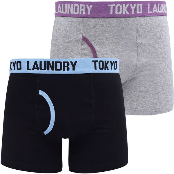 Brompton 2 (2 Pack) Boxer Shorts Set in Allure Blue / Grape Jam - Tokyo Laundry
