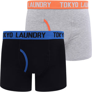 Brompton 2 (2 Pack) Boxer Shorts Set in Nautical Blue / Koi Orange - Tokyo Laundry