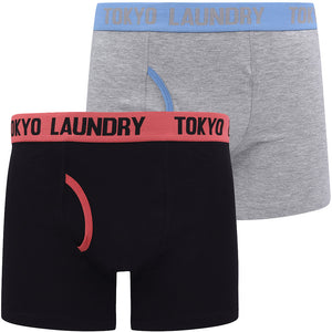 Brompton (2 Pack) Boxer Shorts Set in Baroque Rose / Blue Yonder - Tokyo Laundry