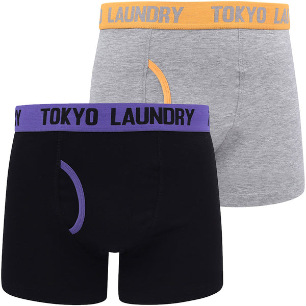 Brompton (2 Pack) Boxer Shorts Set in Purple Opulence / Blazing Orange - Tokyo Laundry