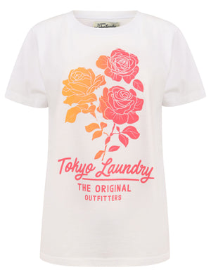 Calvia Ombre Motif Cotton Jersey T-Shirt in Bright White - Tokyo Laundry
