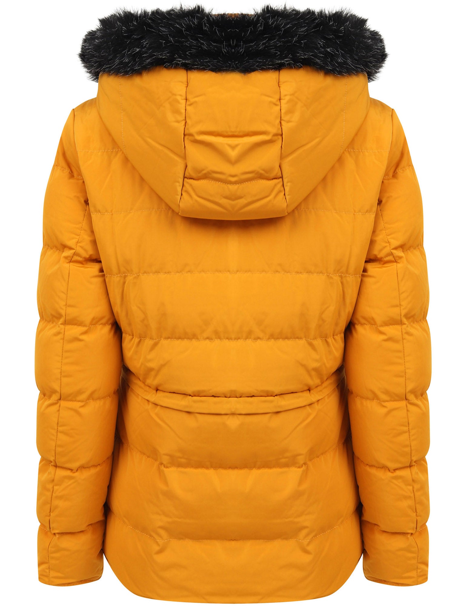 Jasmin Quilted Puffer Jacket With Faux Fur Trim Hood In Old Gold Tok Tokyo Laundry
