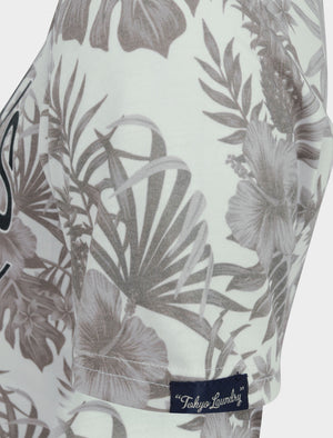 Kahaluu Motif Palm Print Cotton Jersey T-Shirt in Sea Foam Green - Tokyo Laundry