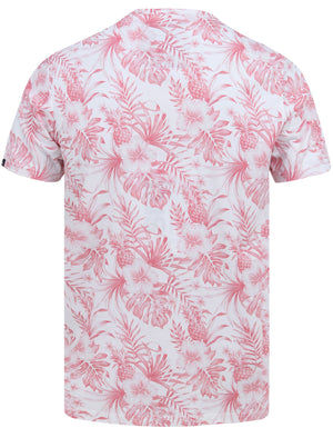 Kahaluu Motif Palm Print Cotton Jersey T-Shirt in Snow White - Tokyo Laundry