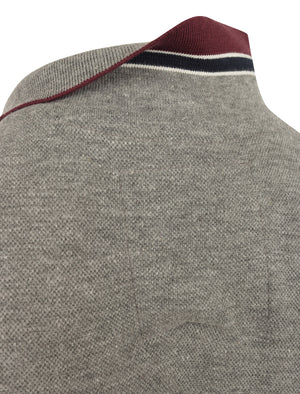 Kaikoura 2 Applique Cotton Pique Polo Shirt in Mid Grey Marl - Tokyo Laundry