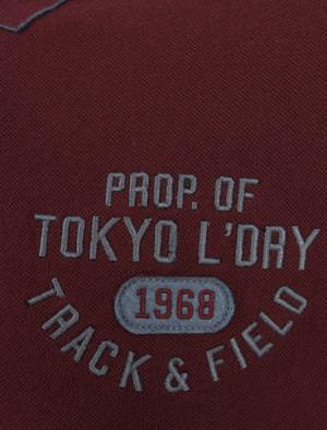 Kaikoura 2 Applique Cotton Pique Polo Shirt in Winetasting - Tokyo Laundry