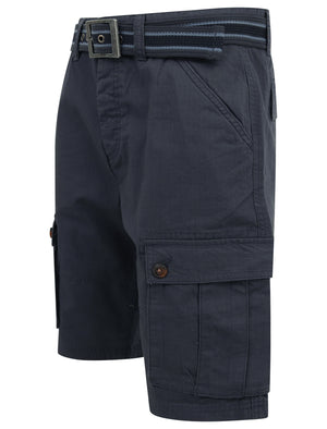 Laguna Ripstop Cotton Cargo Shorts with Belt In Blue Nights - Tokyo Laundry