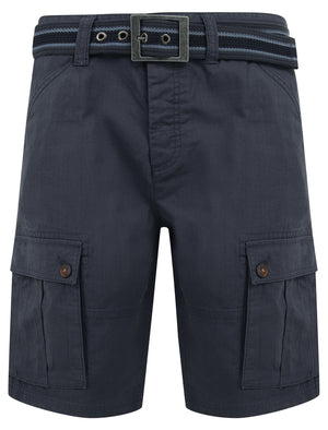 Laguna Ripstop Cotton Cargo Shorts with Belt In Blue Nights - Tokyo Laundry