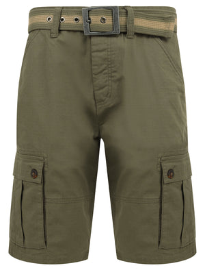 Laguna Ripstop Cotton Cargo Shorts with Belt In Dusty Olive - Tokyo Laundry