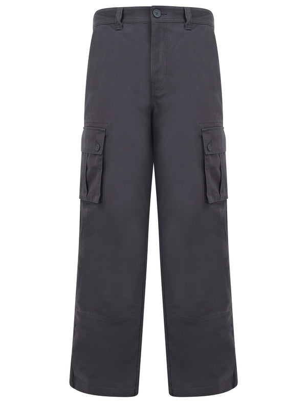 Marshland Cotton Twill Cargo Trousers In Asphalt - Tokyo Laundry