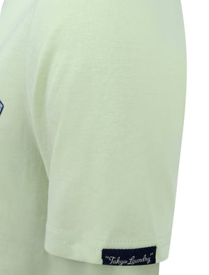 Mokapu Bay Flocked Pattern Motif Cotton Jersey T-Shirt in Seacreast Green - Tokyo Laundry