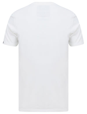 Mokapu Bay Flocked Pattern Motif Cotton Jersey T-Shirt in Snow White - Tokyo Laundry