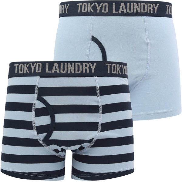 Northiam (2 Pack) Striped Boxer Shorts Set in Blue Fog / Sky Captain Navy - Tokyo Laundry