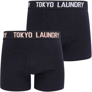 Oceana 2 (2 Pack) Boxer Shorts Set in Peach / Light Grey Marl - Tokyo Laundry
