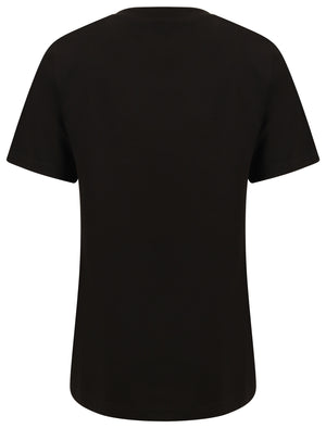 Palma Sunset Motif Cotton Jersey T-Shirt in Jet Black - Tokyo Laundry