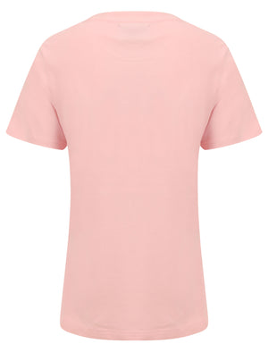 Palma Sunset Motif Cotton Jersey T-Shirt in Rose Shadow - Tokyo Laundry