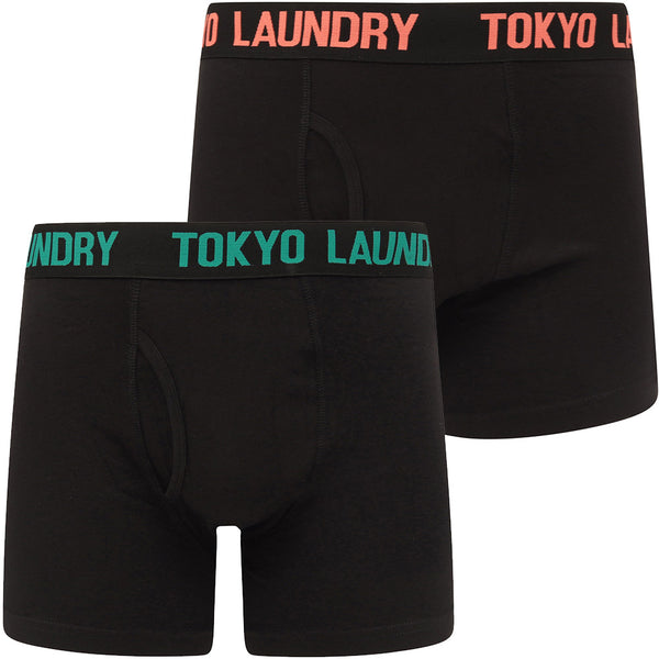 Parkfields (2 Pack) Boxer Shorts Set in Emberglow Orange / River Green - Tokyo Laundry