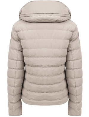 Quince Quilted Puffer Jacket with Extendable Hood in Fog Stone - Tokyo Laundry