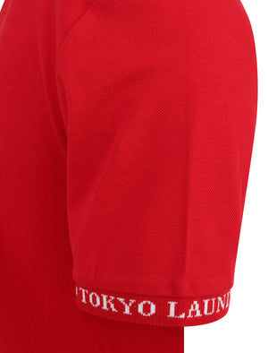 Resin 2 Cotton Pique T-Shirt With Jacquard Cuffs In Barados Cherry - Tokyo Laundry