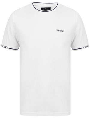 Resin 2 Cotton Pique T-Shirt With Jacquard Cuffs In Bright White - Tokyo Laundry