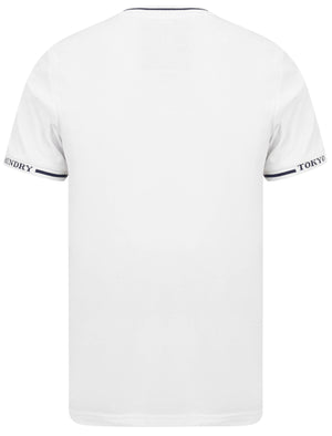 Resin 2 Cotton Pique T-Shirt With Jacquard Cuffs In Bright White - Tokyo Laundry